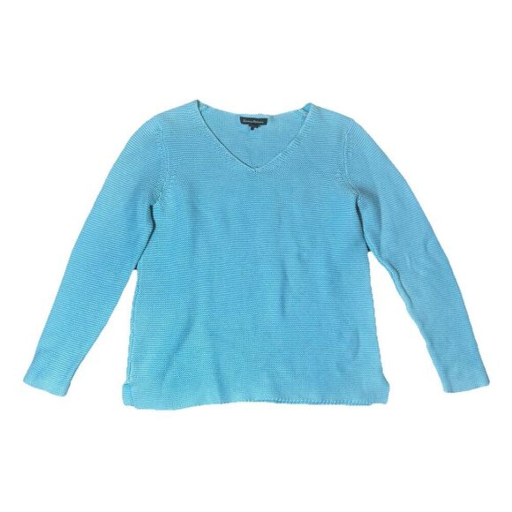 Tommy Bahama Medium Women's 100% Cotton Long Sleeve Blue Shirt‎ V Neck